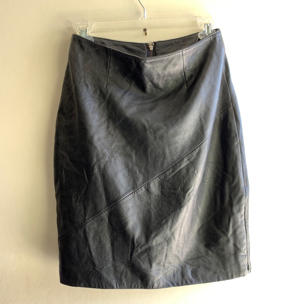 80s Black LEATHER Mini Skirt WILSONS size 2